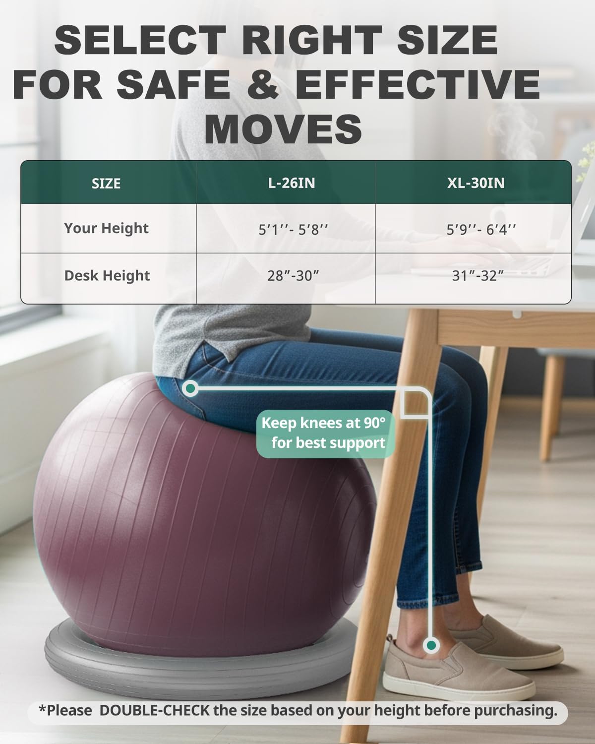 Exercise Ball Chair – Yoga Ball Chair for Office, Pregnancy & Home