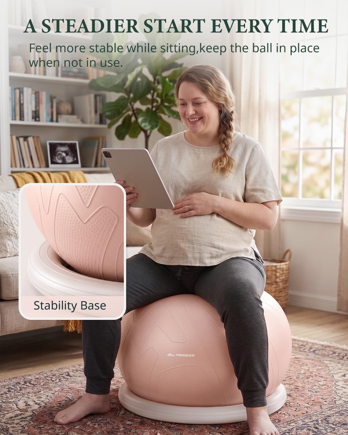 Exercise Ball Chair – Yoga Ball Chair for Office, Pregnancy & Home