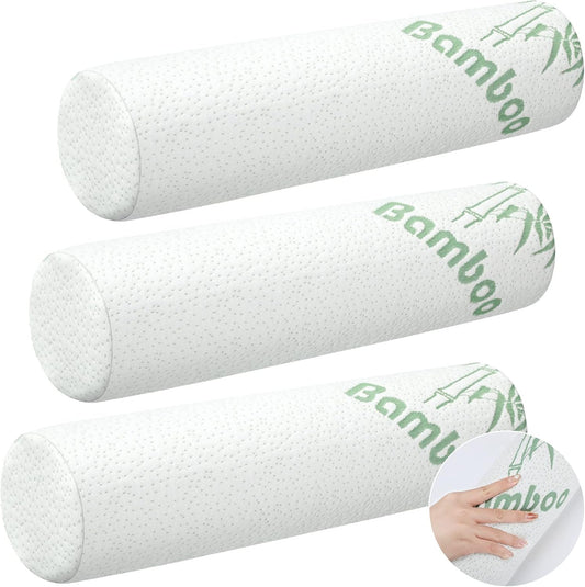 3 Pcs Memory Foam Roll Pillow Neck Bolster Cylinder Pillow, 18 x 4 Inch