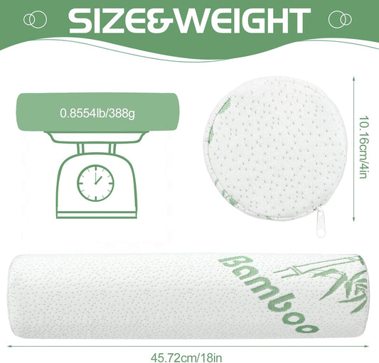 3 Pcs Memory Foam Roll Pillow Neck Bolster Cylinder Pillow, 18 x 4 Inch