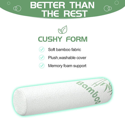 3 Pcs Memory Foam Roll Pillow Neck Bolster Cylinder Pillow, 18 x 4 Inch