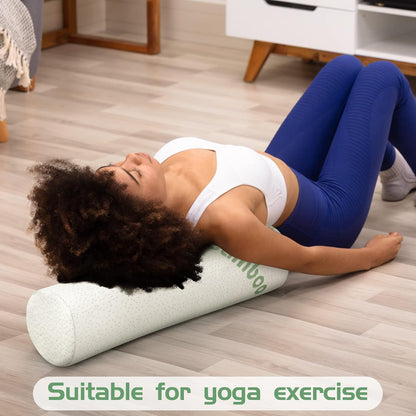 3 Pcs Memory Foam Roll Pillow Neck Bolster Cylinder Pillow, 18 x 4 Inch
