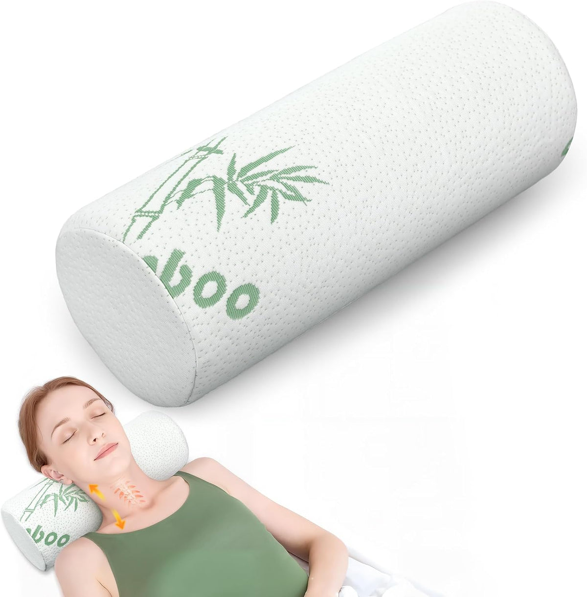 3 Pcs Memory Foam Roll Pillow Neck Bolster Cylinder Pillow, 18 x 4 Inch