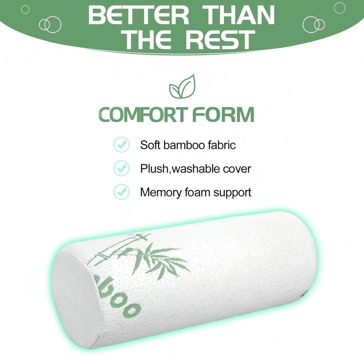 3 Pcs Memory Foam Roll Pillow Neck Bolster Cylinder Pillow, 18 x 4 Inch