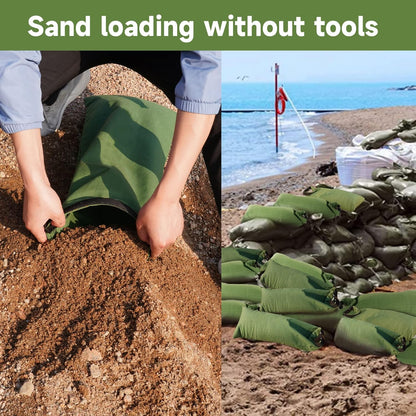 Flood Water Barrier Sand Bags - Thickened Long Canvas Flood Protection Sandbags with Insert Buckle Reusable Quick Flood Barrier for Home Door Window Basement Garage Floor Flood Control - 11"x28"