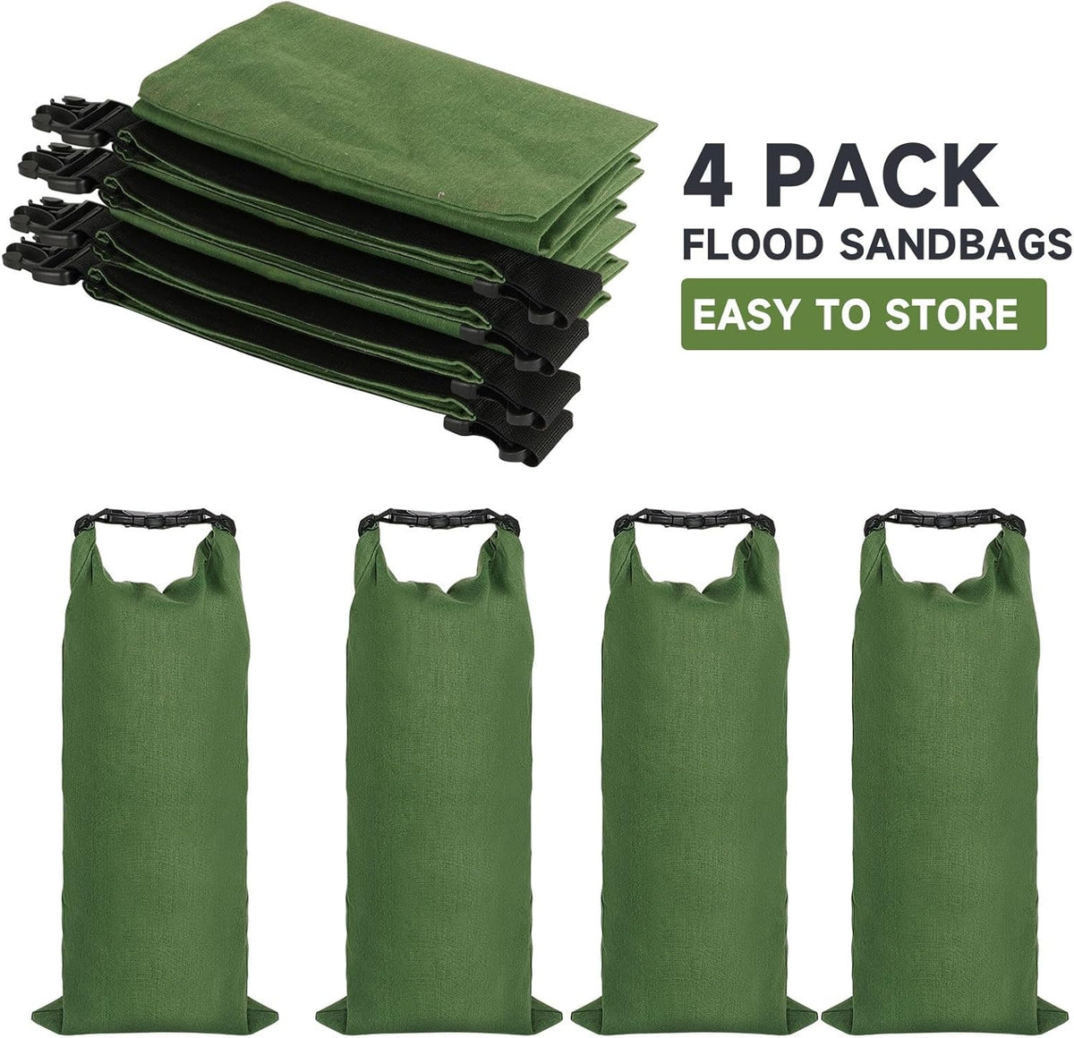 Flood Water Barrier Sand Bags - Thickened Long Canvas Flood Protection Sandbags with Insert Buckle Reusable Quick Flood Barrier for Home Door Window Basement Garage Floor Flood Control - 11"x28"