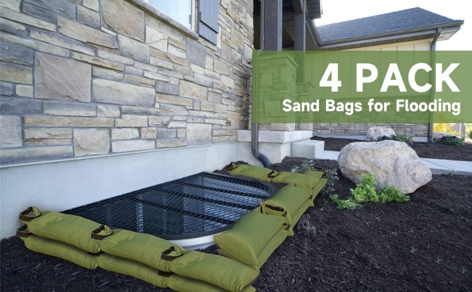 Flood Water Barrier Sand Bags - Thickened Long Canvas Flood Protection Sandbags with Insert Buckle Reusable Quick Flood Barrier for Home Door Window Basement Garage Floor Flood Control - 11"x28"