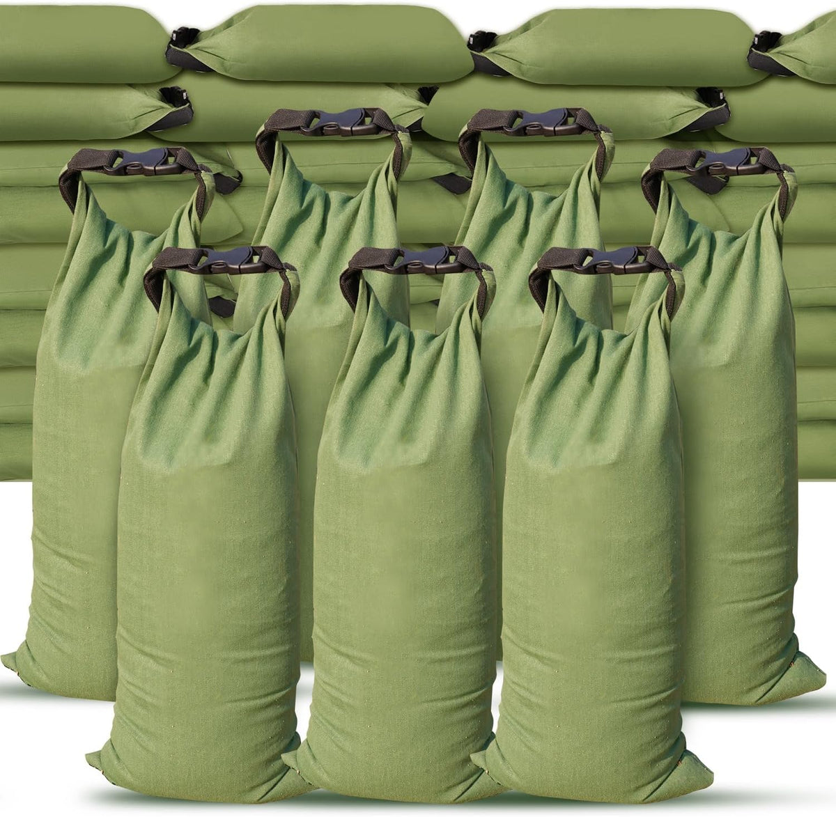 Flood Water Barrier Sand Bags - Thickened Long Canvas Flood Protection Sandbags with Insert Buckle Reusable Quick Flood Barrier for Home Door Window Basement Garage Floor Flood Control - 11"x28"