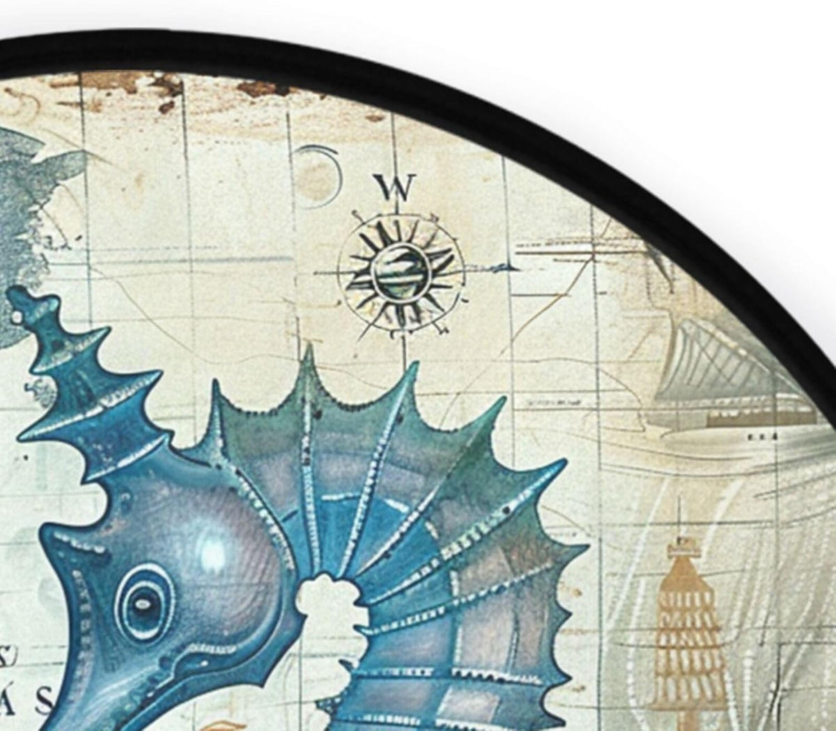 Vdsrup Ocean Sea Horse Doormat Nautical Seahorse Starfish Round Floor Mat Non Slip Carpet Yoga Mat Rug for Entryway Living Room Bedroom Home Decor 3'