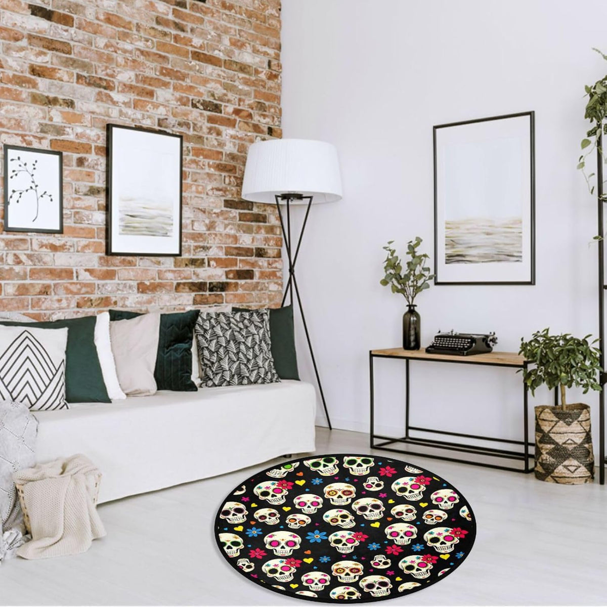 Vdsrup Ocean Sea Horse Doormat Nautical Seahorse Starfish Round Floor Mat Non Slip Carpet Yoga Mat Rug for Entryway Living Room Bedroom Home Decor 3'