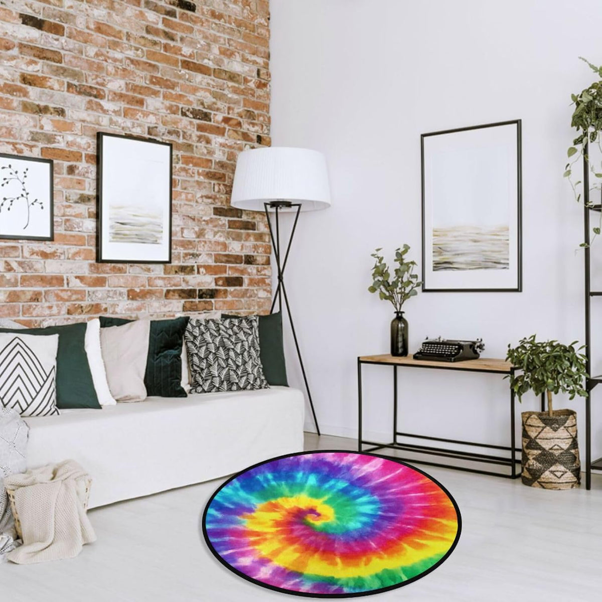 Vdsrup Ocean Sea Horse Doormat Nautical Seahorse Starfish Round Floor Mat Non Slip Carpet Yoga Mat Rug for Entryway Living Room Bedroom Home Decor 3'