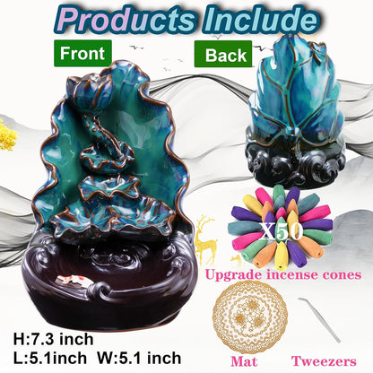 Mountain Waterfall Incense Burner，Backfall Incense Holder River, Incense Falls Meditation Decor for Room with Upgrade Incense Cones and Accessories (Mountain)