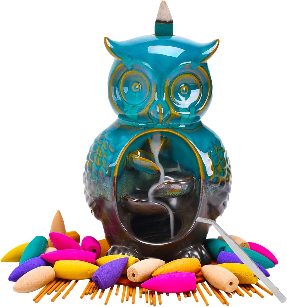 Mountain Waterfall Incense Burner，Backfall Incense Holder River, Incense Falls Meditation Decor for Room with Upgrade Incense Cones and Accessories (Mountain)