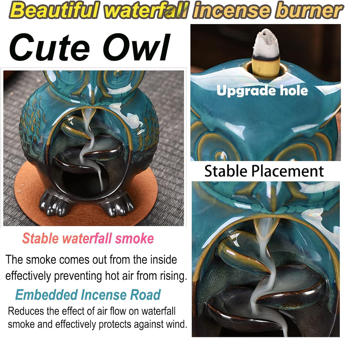 Mountain Waterfall Incense Burner，Backfall Incense Holder River, Incense Falls Meditation Decor for Room with Upgrade Incense Cones and Accessories (Mountain)