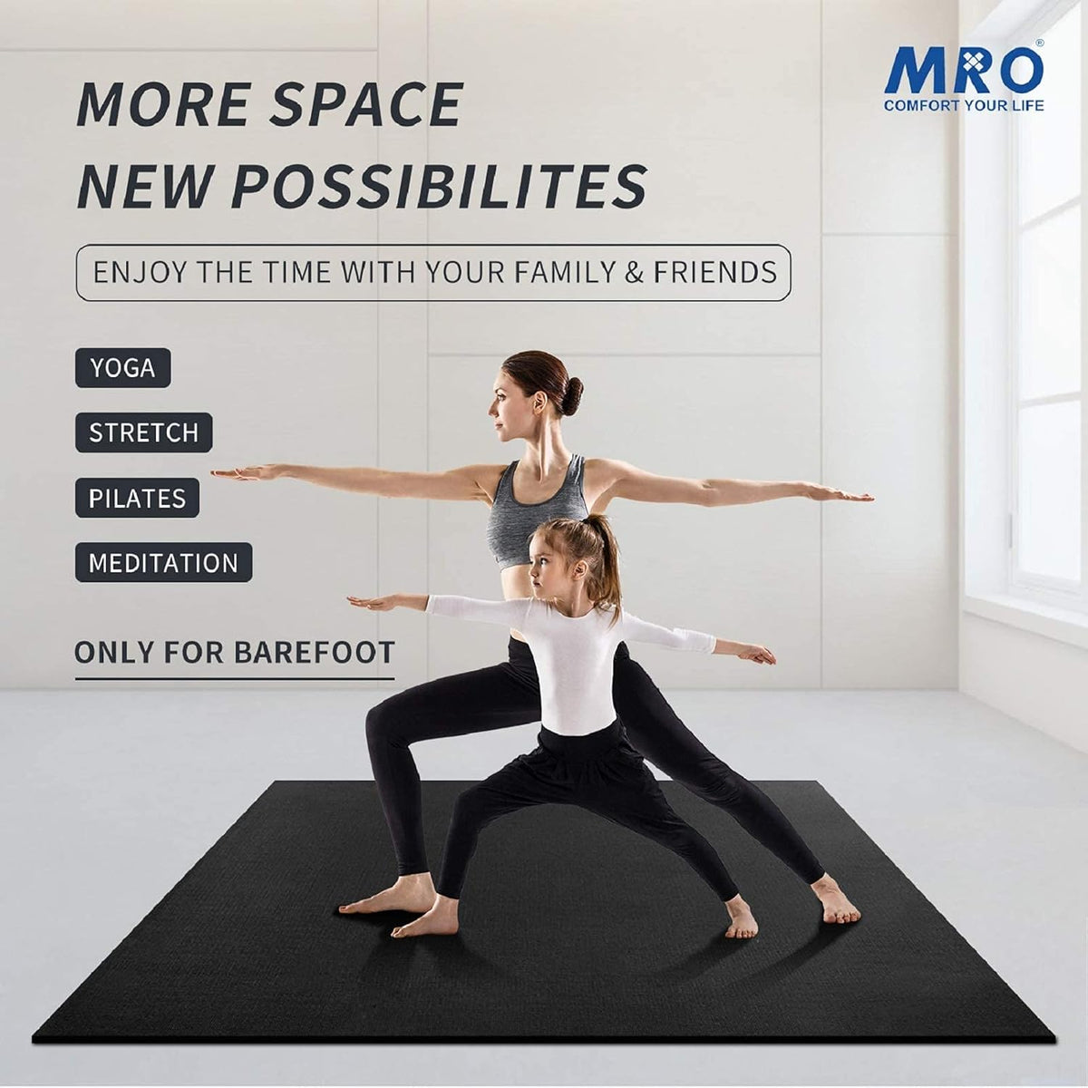 Extra Large Yoga Mat, 12'x6'/9'x6'/7'x5'/6'x4' (9MM) Extra Wide and Thick Exercise Mats for Home Gym Workout, Non-Slip, Soft for Women and Men Fitness, Ideal for Barefoot Yoga, Pilates, stretching