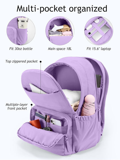 Travel Backpack for Women, 15.6 Inch Laptop Backpack, Quilted College Bookbag, Cute Work Backpacks, Water Resistant (Sage Green)