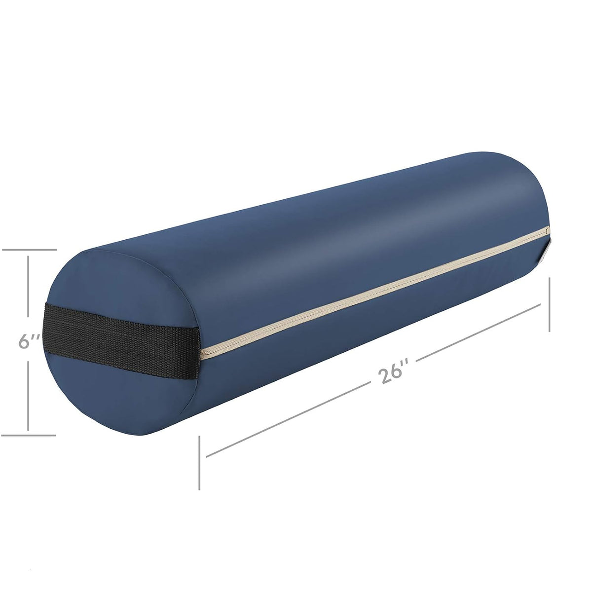 Full Round Massage Table Bolster Pillow Pad - 26 x 6 Inch - Black