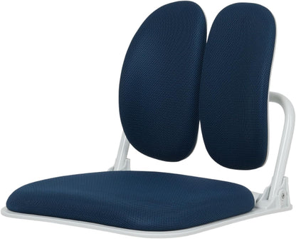 Ergonomic Dual-Backrests Floor Chair with Back Support (Black Leather)