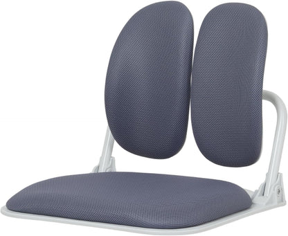 Ergonomic Dual-Backrests Floor Chair with Back Support (Black Leather)