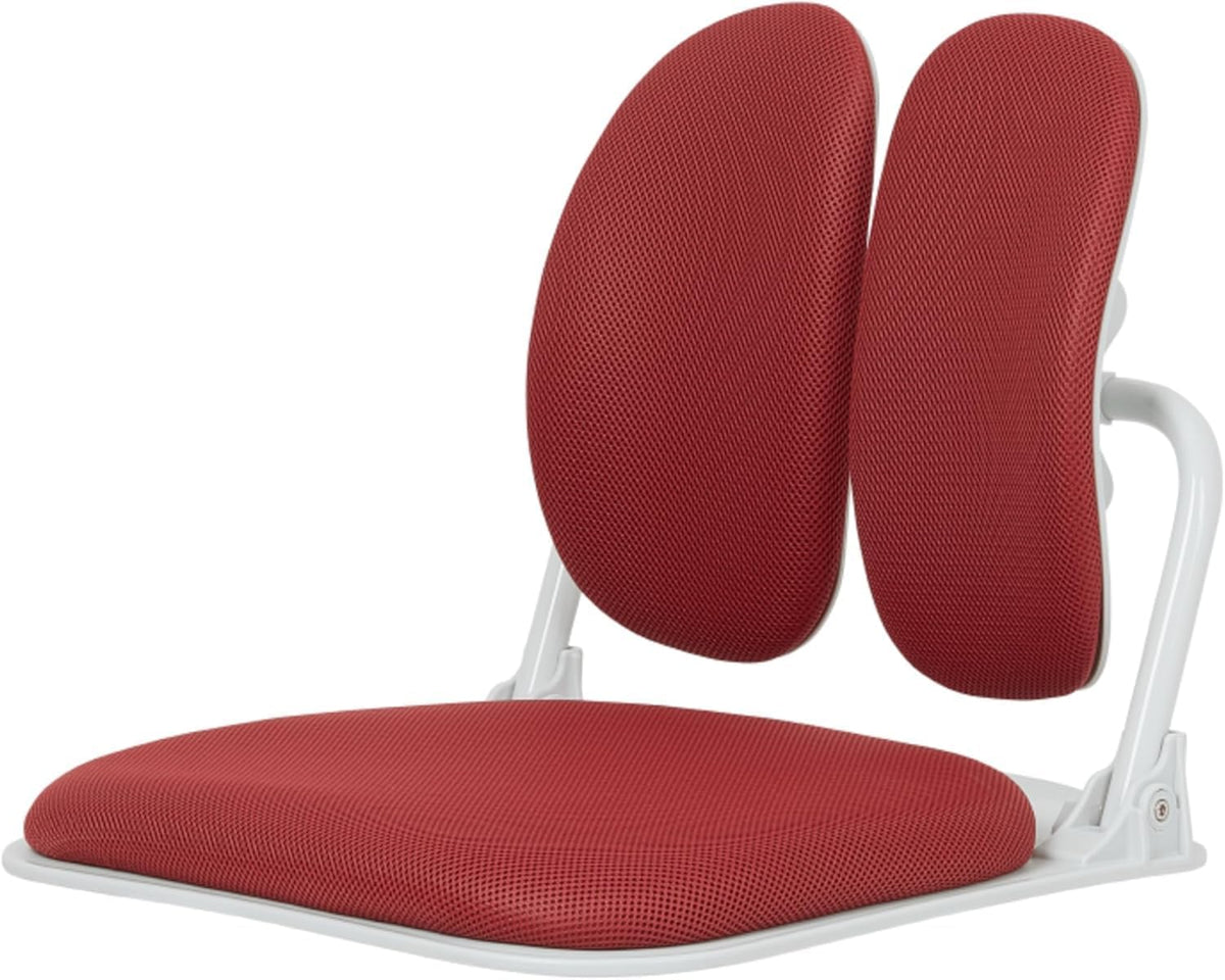 Ergonomic Dual-Backrests Floor Chair with Back Support (Black Leather)