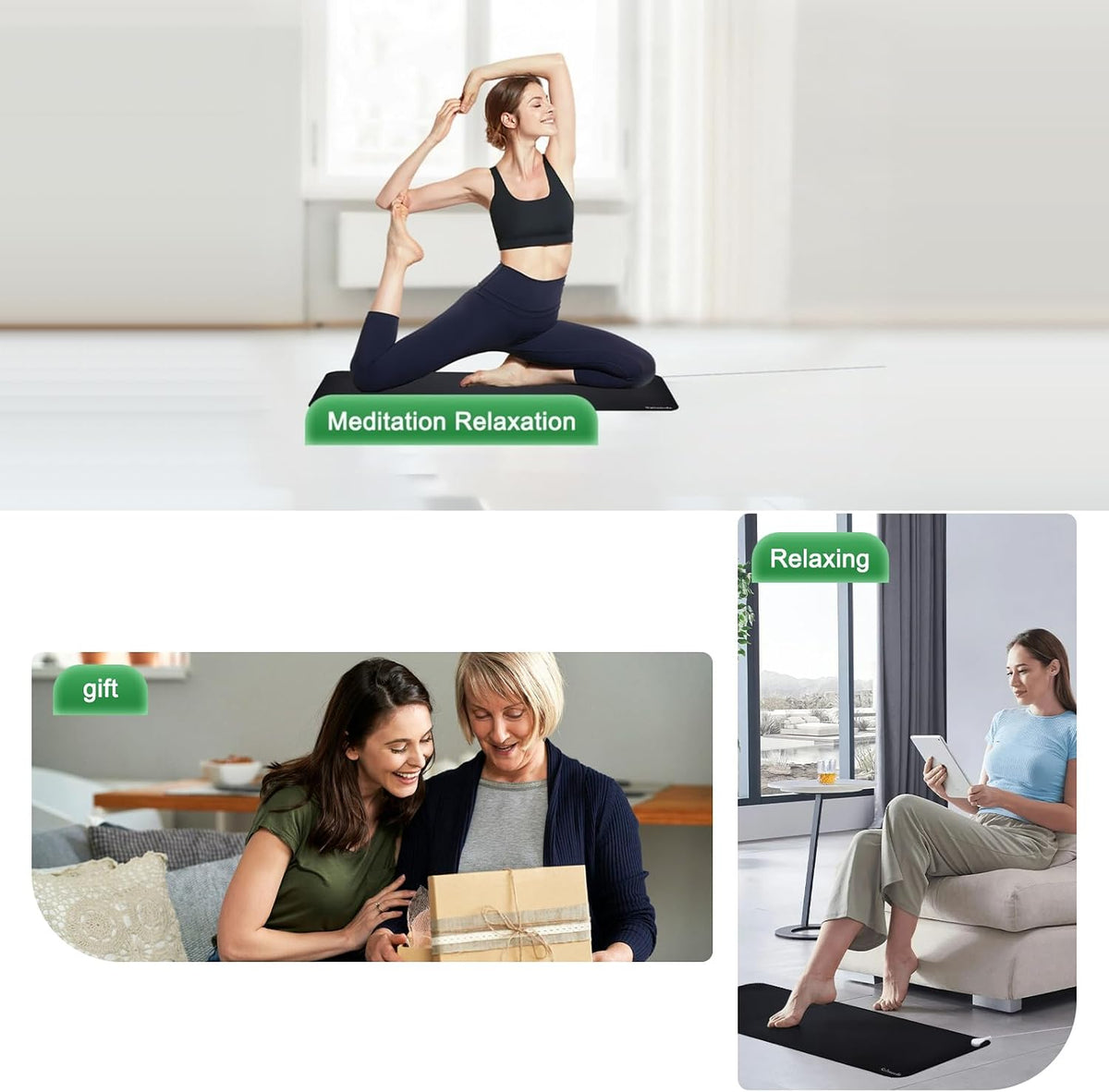 Grounding Yoga Mat, 71x24 Inch Grounding Pad, Non-Slip Earth Connected Mat with 15ft Cord for Yoga, Sleep, Work & Meditation