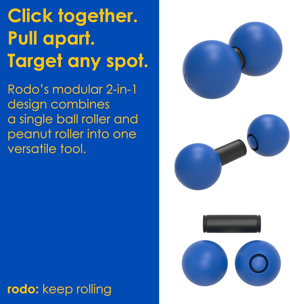 2-in-1 Firm Peanut & Lacrosse Ball Roller | Deep Tissue Massage Tool for Fascia, Plantar Fasciitis, Hips & Back | Mobility & Recovery Roller | Compact, Travel-Friendly, Pilates & Therapy Ready