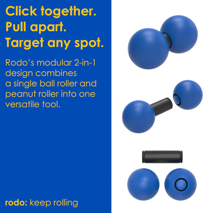 2-in-1 Firm Peanut & Lacrosse Ball Roller | Deep Tissue Massage Tool for Fascia, Plantar Fasciitis, Hips & Back | Mobility & Recovery Roller | Compact, Travel-Friendly, Pilates & Therapy Ready