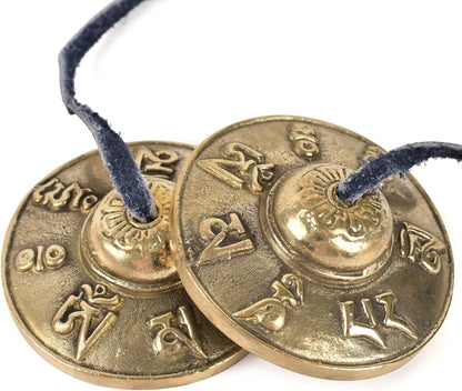 Tibetan Tingsha Cymbals Drawstring Meditation Chime Bells 6.5CM/ 2.6 Inch Chime Bells for Stress Relief, Meditation