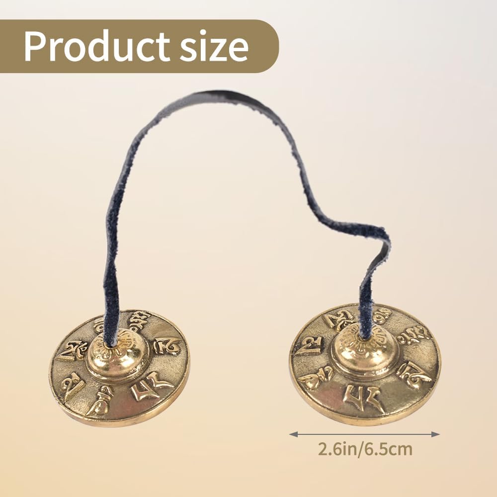 Tibetan Tingsha Cymbals Drawstring Meditation Chime Bells 6.5CM/ 2.6 Inch Chime Bells for Stress Relief, Meditation
