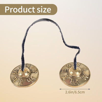 Tibetan Tingsha Cymbals Drawstring Meditation Chime Bells 6.5CM/ 2.6 Inch Chime Bells for Stress Relief, Meditation