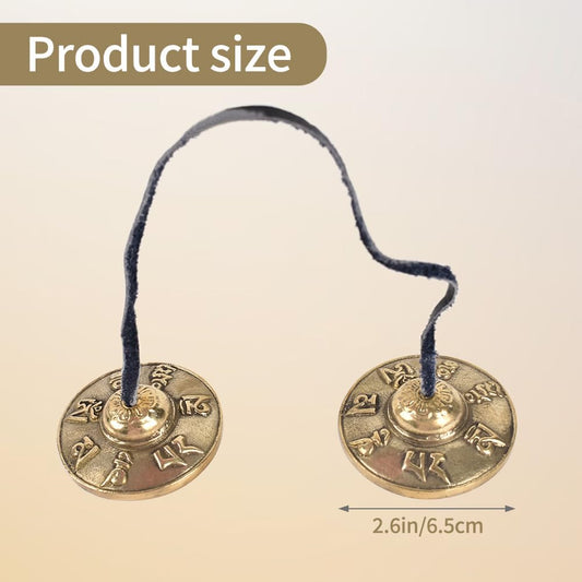 Tibetan Tingsha Cymbals Drawstring Meditation Chime Bells 6.5CM/ 2.6 Inch Chime Bells for Stress Relief, Meditation