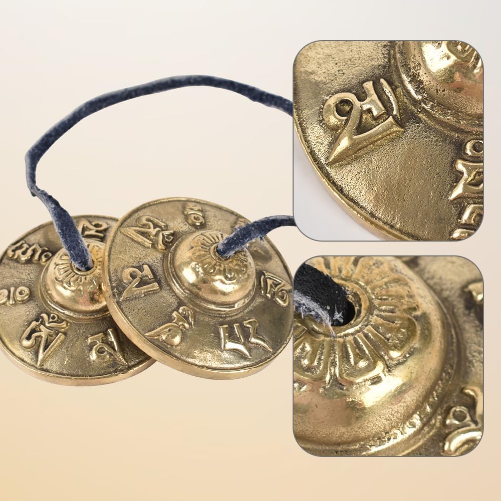 Tibetan Tingsha Cymbals Drawstring Meditation Chime Bells 6.5CM/ 2.6 Inch Chime Bells for Stress Relief, Meditation