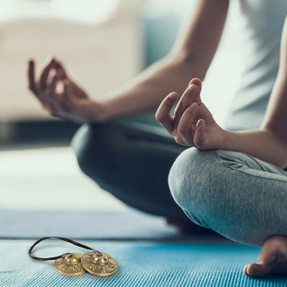 Tibetan Tingsha Cymbals Drawstring Meditation Chime Bells 6.5CM/ 2.6 Inch Chime Bells for Stress Relief, Meditation