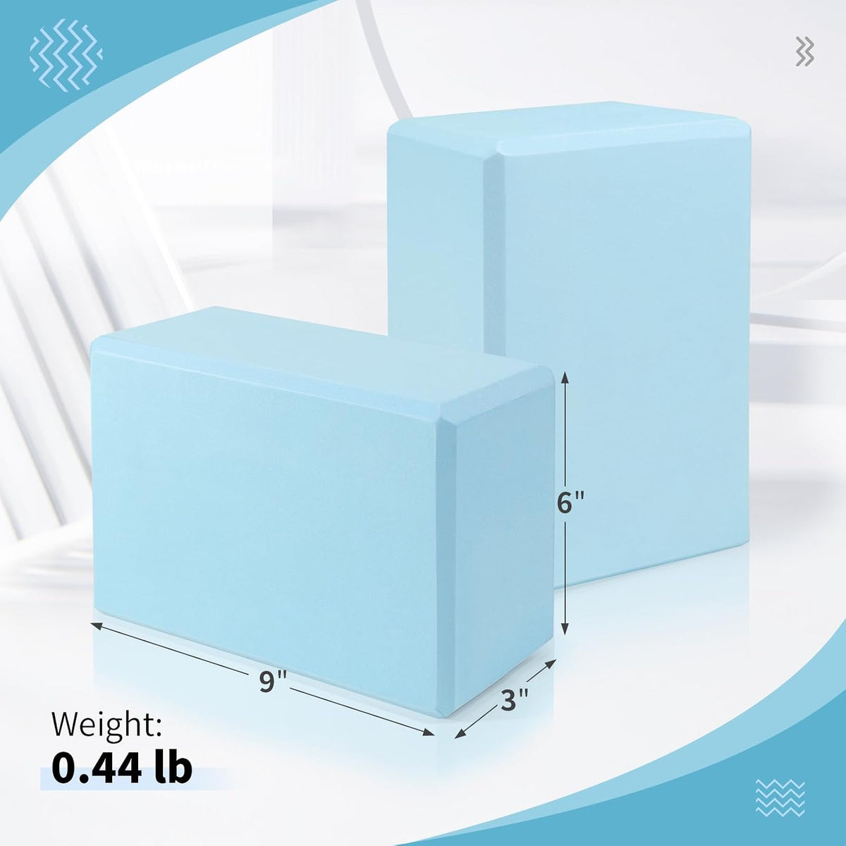 Yoga Blocks 2 Pack, 9"x6"x3" High-Density EVA Foam Yoga Block, Non-Slip Yoga Blocks for Yoga, Pilates Meditation, Stretching and Toning, Supportive, Latex-Free