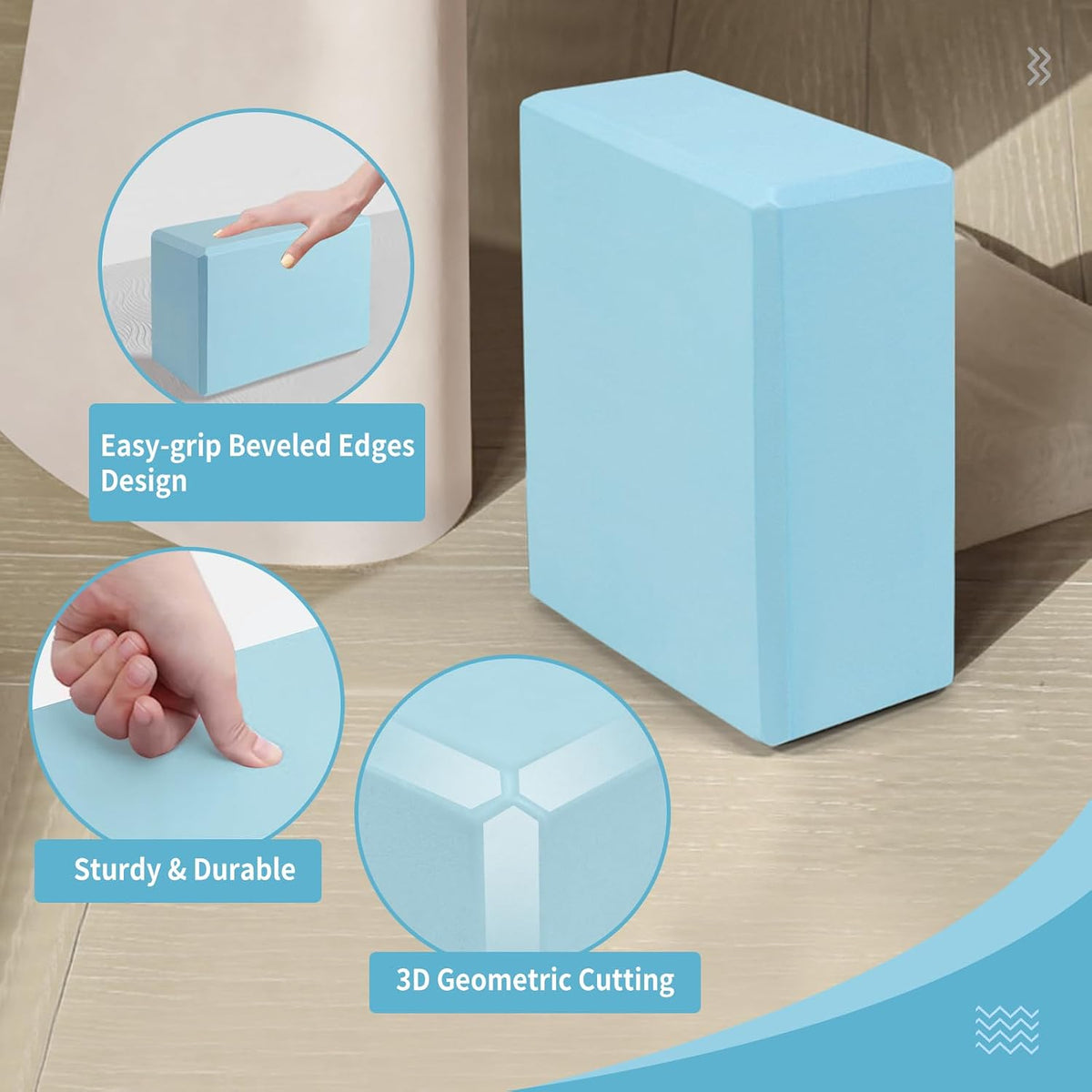 Yoga Blocks 2 Pack, 9"x6"x3" High-Density EVA Foam Yoga Block, Non-Slip Yoga Blocks for Yoga, Pilates Meditation, Stretching and Toning, Supportive, Latex-Free