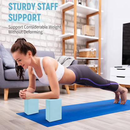 Yoga Blocks 2 Pack, 9"x6"x3" High-Density EVA Foam Yoga Block, Non-Slip Yoga Blocks for Yoga, Pilates Meditation, Stretching and Toning, Supportive, Latex-Free