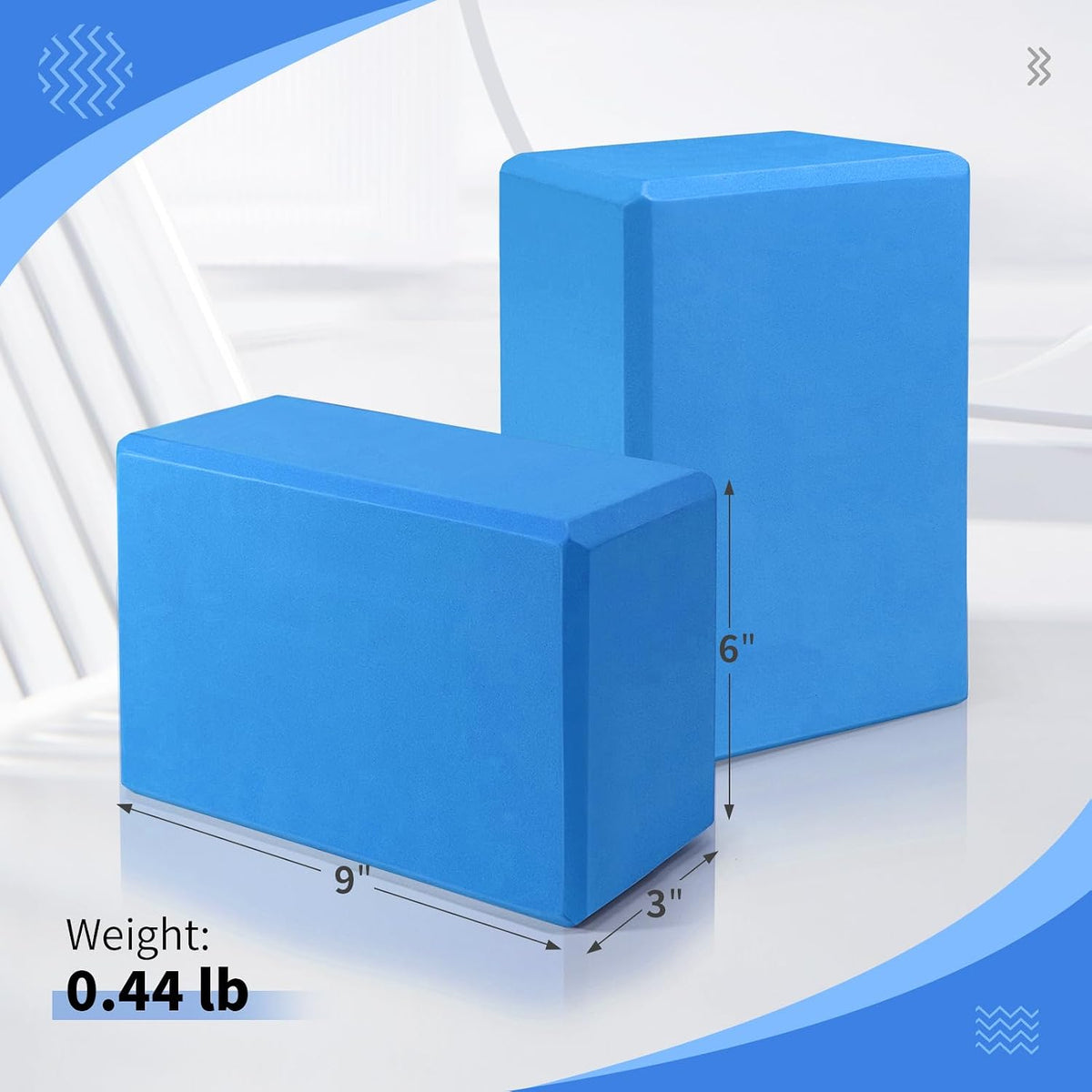 Yoga Blocks 2 Pack, 9"x6"x3" High-Density EVA Foam Yoga Block, Non-Slip Yoga Blocks for Yoga, Pilates Meditation, Stretching and Toning, Supportive, Latex-Free