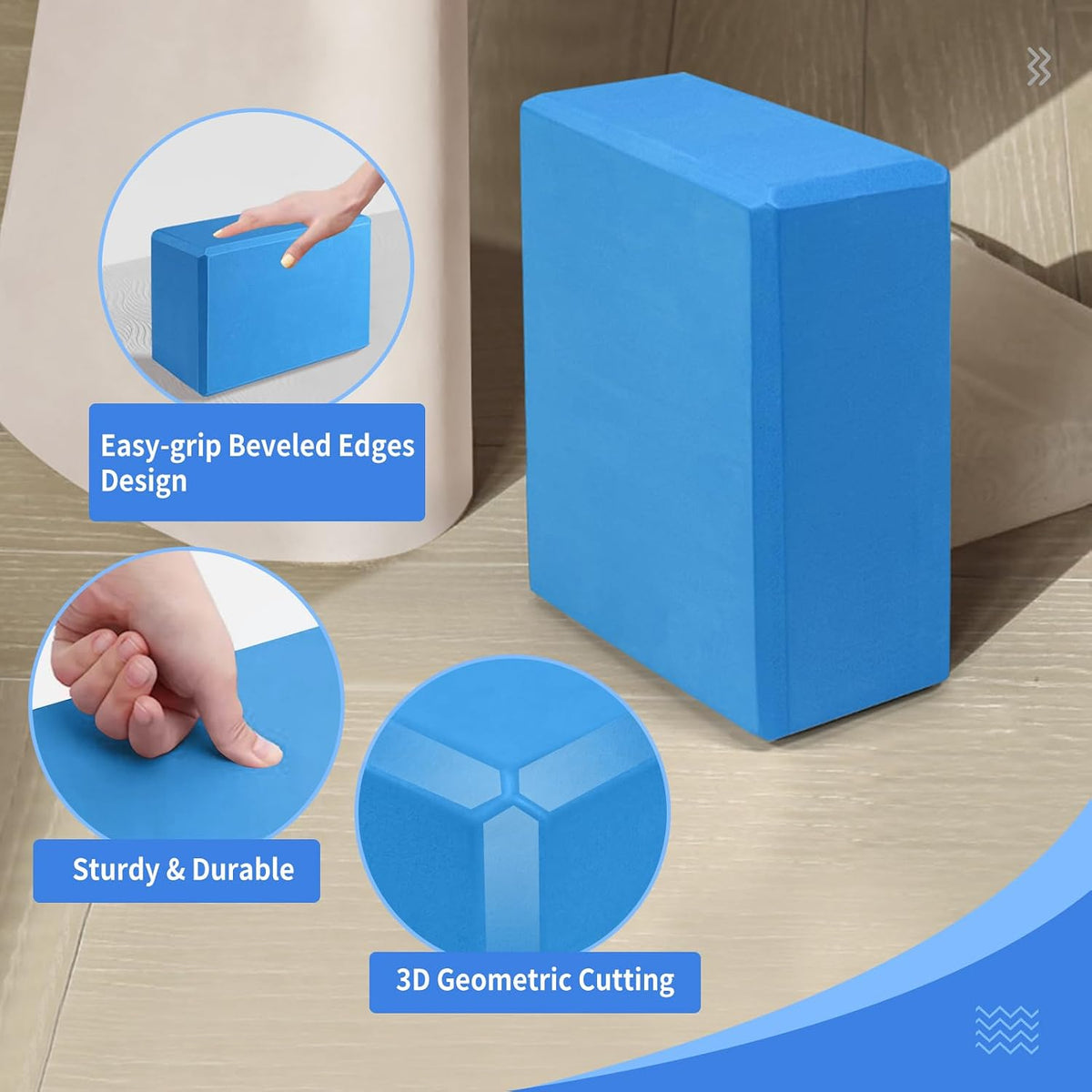Yoga Blocks 2 Pack, 9"x6"x3" High-Density EVA Foam Yoga Block, Non-Slip Yoga Blocks for Yoga, Pilates Meditation, Stretching and Toning, Supportive, Latex-Free