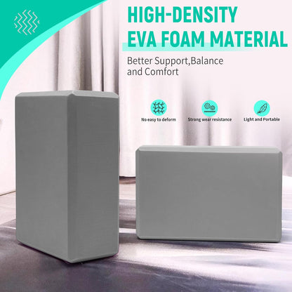 Yoga Blocks 2 Pack, 9"x6"x3" High-Density EVA Foam Yoga Block, Non-Slip Yoga Blocks for Yoga, Pilates Meditation, Stretching and Toning, Supportive, Latex-Free