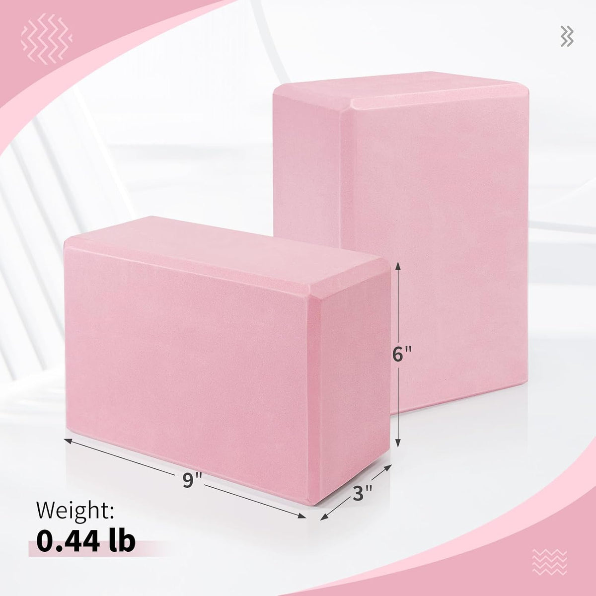 Yoga Blocks 2 Pack, 9"x6"x3" High-Density EVA Foam Yoga Block, Non-Slip Yoga Blocks for Yoga, Pilates Meditation, Stretching and Toning, Supportive, Latex-Free