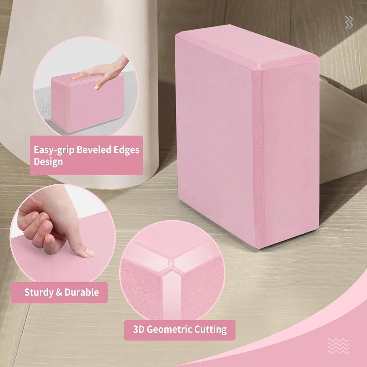 Yoga Blocks 2 Pack, 9"x6"x3" High-Density EVA Foam Yoga Block, Non-Slip Yoga Blocks for Yoga, Pilates Meditation, Stretching and Toning, Supportive, Latex-Free