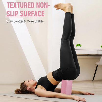 Yoga Blocks 2 Pack, 9"x6"x3" High-Density EVA Foam Yoga Block, Non-Slip Yoga Blocks for Yoga, Pilates Meditation, Stretching and Toning, Supportive, Latex-Free
