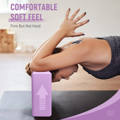 Yoga Blocks 2 Pack, 9"x6"x3" High-Density EVA Foam Yoga Block, Non-Slip Yoga Blocks for Yoga, Pilates Meditation, Stretching and Toning, Supportive, Latex-Free