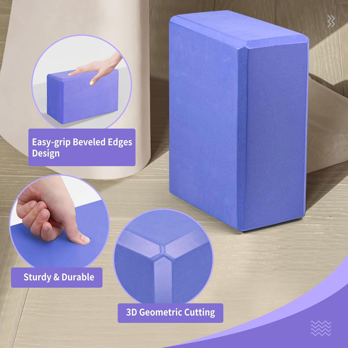 Yoga Blocks 2 Pack, 9"x6"x3" High-Density EVA Foam Yoga Block, Non-Slip Yoga Blocks for Yoga, Pilates Meditation, Stretching and Toning, Supportive, Latex-Free