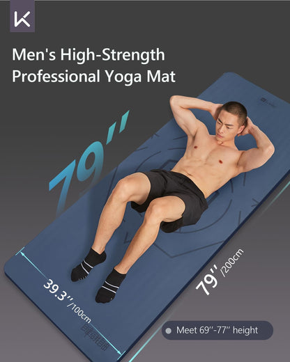 Extra Wide & Long Yoga Mat for Men, 79"x39"x7mm Thick, Non-Slip TPE Exercise Mat, High-Density Anti-Tear Fitness & Pilates Mat for Tall Users