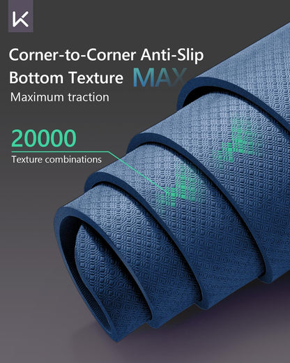 Extra Wide & Long Yoga Mat for Men, 79"x39"x7mm Thick, Non-Slip TPE Exercise Mat, High-Density Anti-Tear Fitness & Pilates Mat for Tall Users