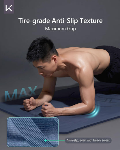 Extra Wide & Long Yoga Mat for Men, 79"x39"x7mm Thick, Non-Slip TPE Exercise Mat, High-Density Anti-Tear Fitness & Pilates Mat for Tall Users
