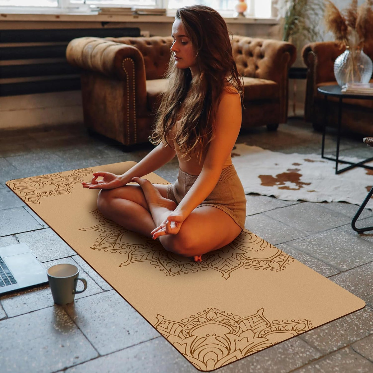 Premium Cork Thick Yoga Mat Non Slip for Gym Exercise & Fitness
