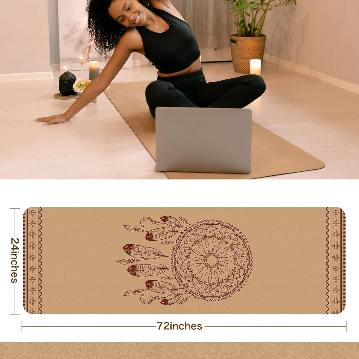 Premium Cork Thick Yoga Mat Non Slip for Gym Exercise & Fitness