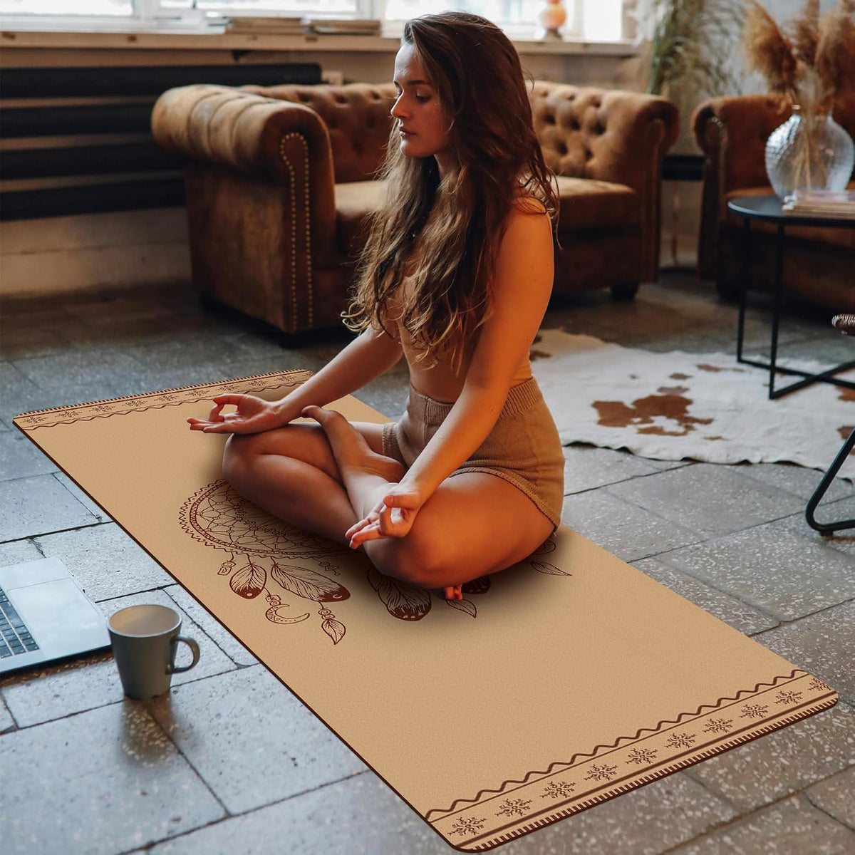 Premium Cork Thick Yoga Mat Non Slip for Gym Exercise & Fitness